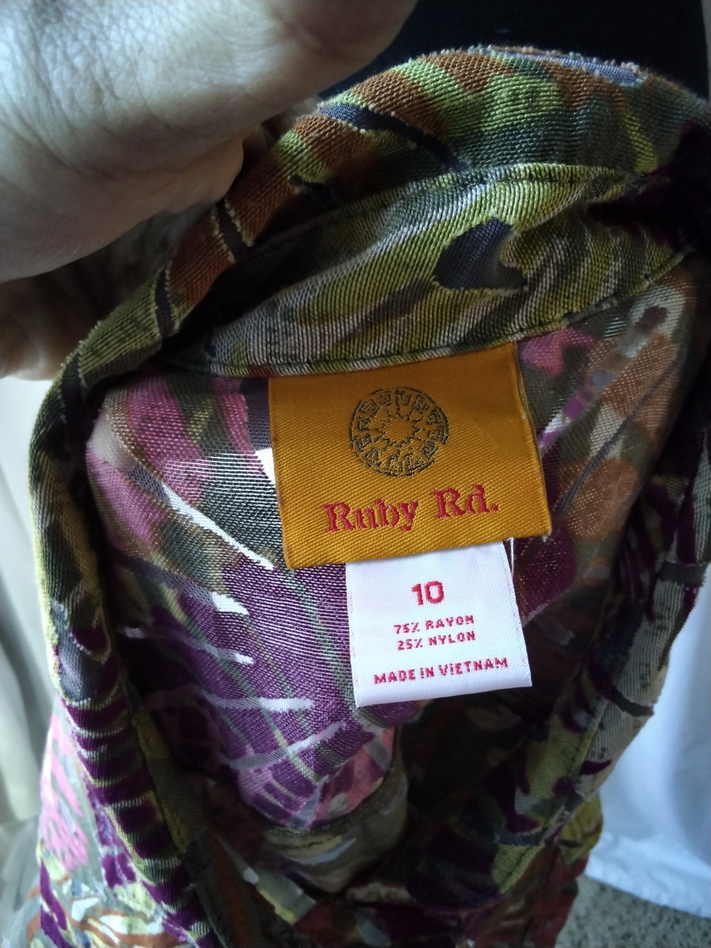 Ruby Rd Button-Front Floral Print Top/Jacket - Purple Multi - Picture 5 of 6